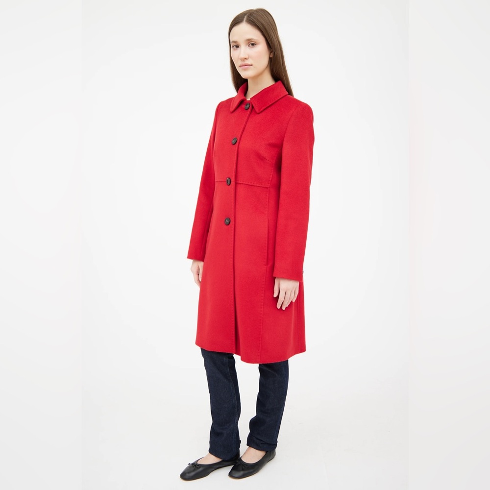 Red Max Mara Weekend Wool Panelled Mid-Coat
